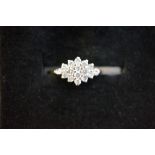 9ct Gold diamond cluster ring Size K