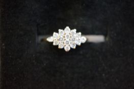 9ct Gold diamond cluster ring Size K