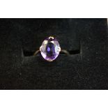 9ct Gold ring set with amethyst Size N