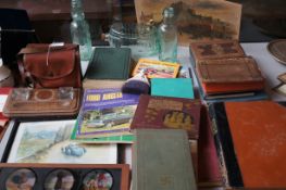 Vintage bottles, inkwell, books & others