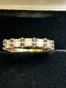 9ct Gold ring set with sapphires & cz stones Size