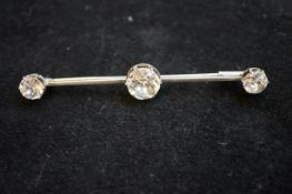 3 Stone silver pin brooch
