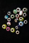 20 silver rimmed Murano glass beads