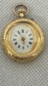 Ladies 18ct Gold & enamel fob watch