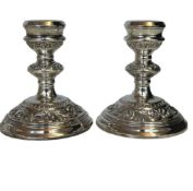 Pair of silver dwarf candle sticks B & Co, Birming