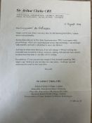 Sir Arthur Clarke C CBE Hand written letter 1997 a