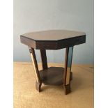 Art deco mirrored topped side table (Peach) applied m