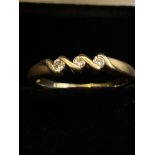 9ct Gold ring set with 3 diamonds Size O 2.1g