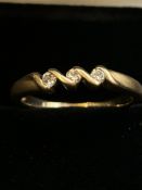 9ct Gold ring set with 3 diamonds Size O 2.1g
