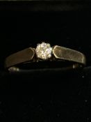 9ct Gold diamond solitaire ring Size O 2.1g