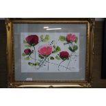 Modern art watercolour colour of rose signed G Pic