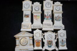 8 Pottery grand father clocks