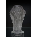 Lalique? frosted glass vase depicting nude ladies