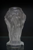 Lalique? frosted glass vase depicting nude ladies