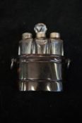 3 Victorian Silver rimed perfume /scent bottles wi