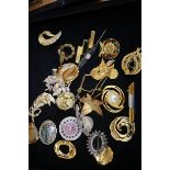 Collection of various costume jewellery pin brooch