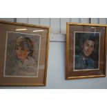 Princess Diana & King Charles pastels dated 1992 i