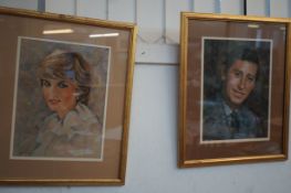 Princess Diana & King Charles pastels dated 1992 i
