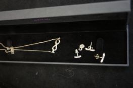 Silver chain, pendant & 2 pairs of earrings