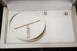 Silver chain, pendant & earring set