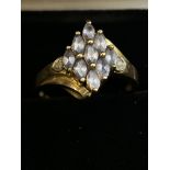 9ct Gold ring set with amethyst & diamonds Size M