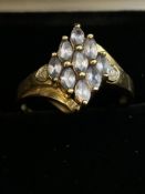 9ct Gold ring set with amethyst & diamonds Size M