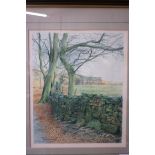 B Tomlinson watercolour titled Winter trees pinfol