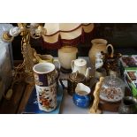 Collection of lamps, ceramics & cheese platter
