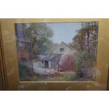 Early 20th century John R Lewis watercolour cottag