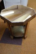Art deco mirrored topped side table (Peach) applie
