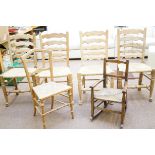 4 Ladder back chairs together with a early 20th ce