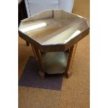 Art deco mirrored topped side table (Peach) applie