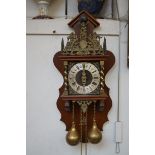 Dutch wall clock with weights & pendulum