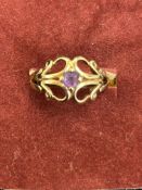 9ct Gold ring set with amethyst Size K