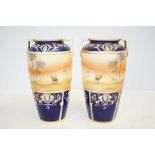 Pair of Noritake twin handled vases Height 27 cm