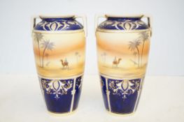 Pair of Noritake twin handled vases Height 27 cm