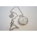 Silver pocket watch together with double Albert &