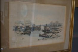 William Leighton early harbour scene framed print