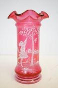 Mary Gregory limited edition cranberry glass vase