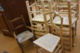 4 Ladder back chairs together with a early 20th ce