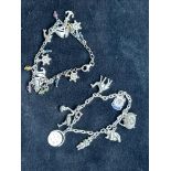 2x Silver charm bracelets