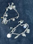 2x Silver charm bracelets