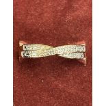 9ct Gold diamond crossover ring Size N