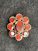 Yellow metal victorian pin brooch set with rubies?