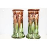 Pair of large Victorian majolica style jardiniere stands, po