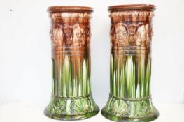 Pair of large Victorian majolica style jardiniere stands, po