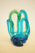 Mdina blue & yellow glass sculpture with trade lab