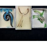 3x Designer necklaces & glass pendants