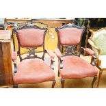 Pair of early 20th century arm chairs with sprung