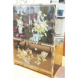 Large Chinese style lacquered cabinet 153 cm x 112